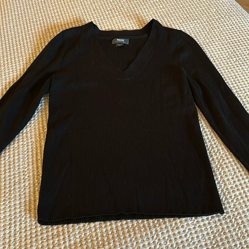 Maeve M black ribbed sweater excellent condition 16” pit to pit 23@ long  flat
